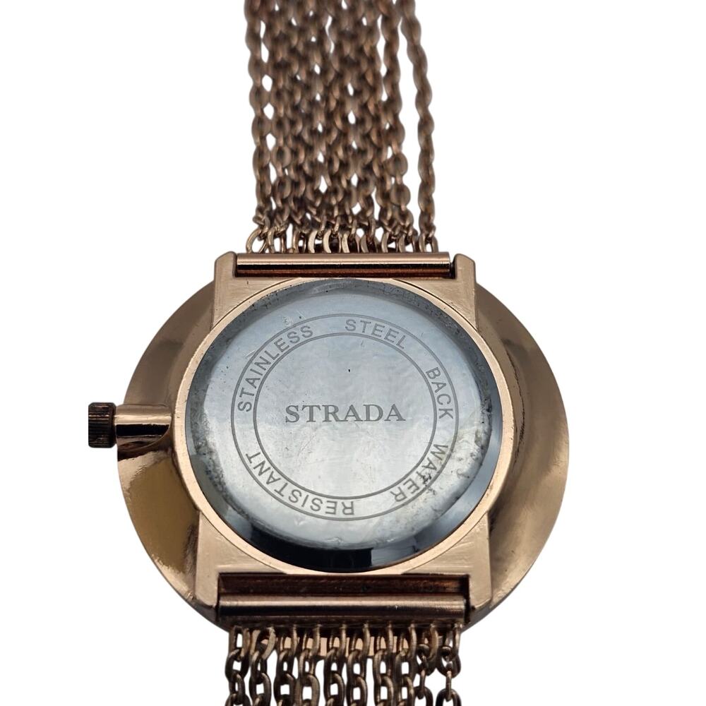 Strata Watch Women Rose Gold Tone Chain Bracelet And Clear Crystals - Picture 7 of 9